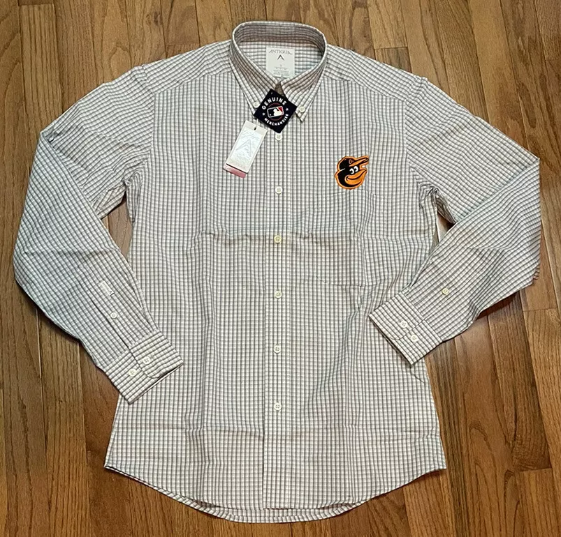 Men's Baltimore Orioles Antigua Associate Button Down Dress Shirt Small NWT  $53