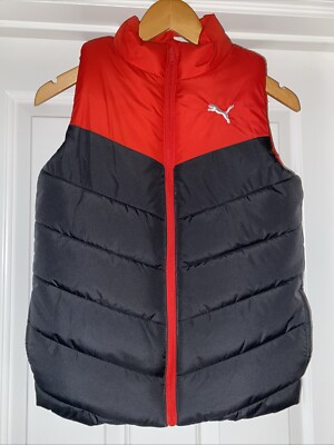 Puma Vest Puffer Youth Size Medium 10-12 Black & Red EUC Girls or Boys