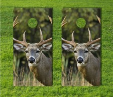 Whitetail Deer Buck Hunting Antlers Cornhole Board Game Decal Wrap Laminated Bag