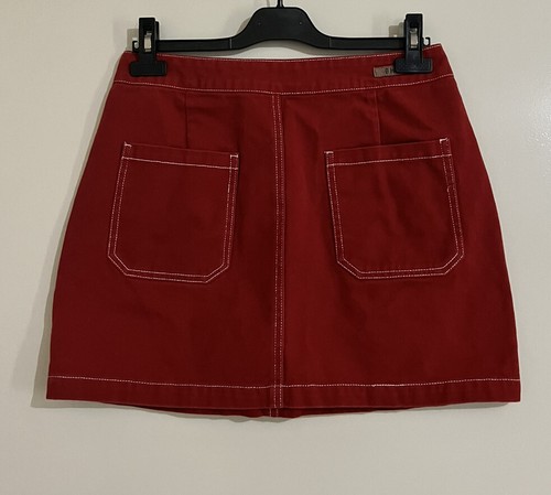 GHANDA Denim Red Cotton Mini Skirt. Size 10. GUC - Bild 2 von 6