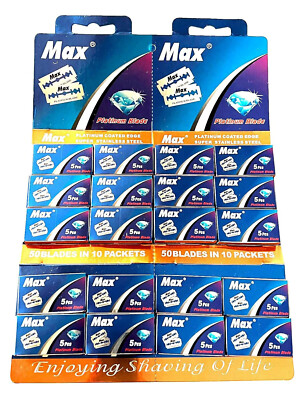 100pcs Max Platinum Double Edge Razor Blades Stainless Steel Barber Salon