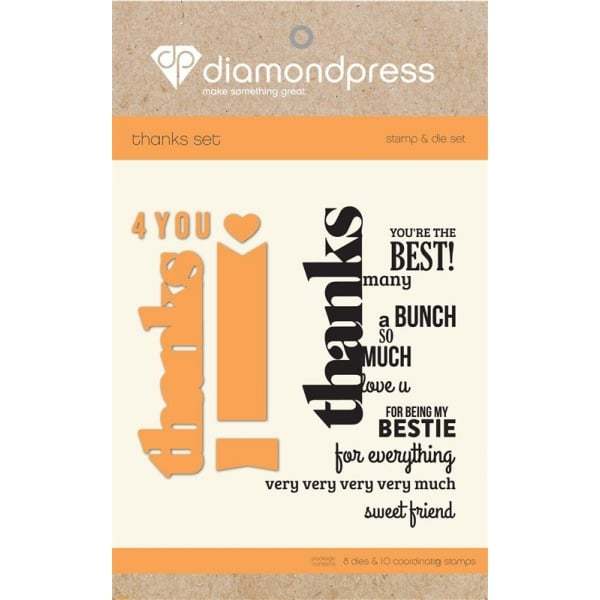 Thanks - Crafters Companion Diamond Press Stamps & Cutting Dies Set DP1226