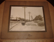 1920 Woodstock Illinois IL Train Depot Station Photo Street Scene Town View RPPC