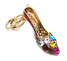 TB Red High Heel Crystals Multicolored Rhinestones Charm Pendants Car Keychains