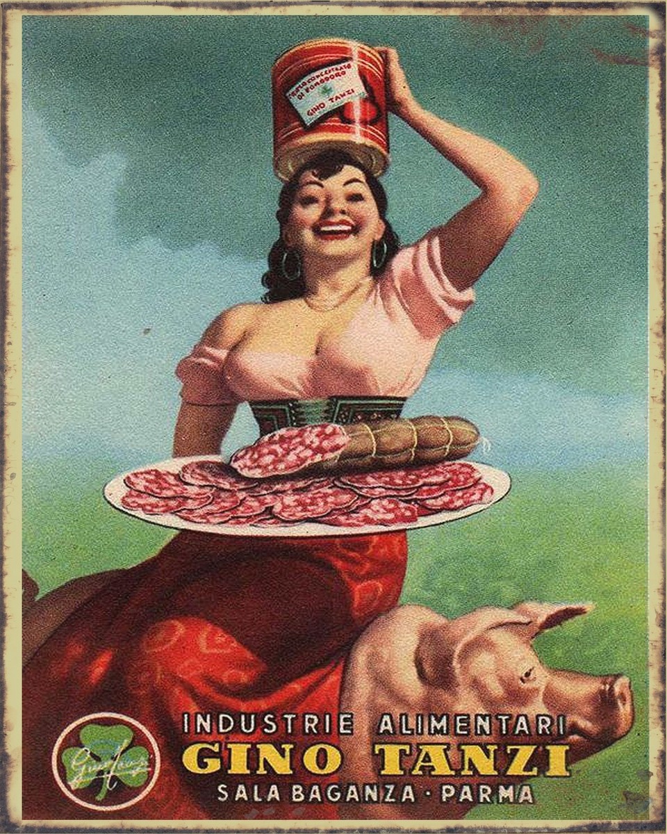 vintage Gino Salami 8x10 kitchen signs Aluminum/tin reproduction