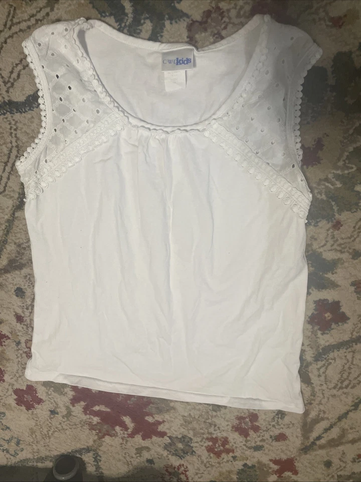 Nueva Camiseta Top CWD Niños Borde de Encaje Sin Mangas Niñas Talla 16 18 Nueva Sin Etiquetas Muy Bonita Foto 2 de 4