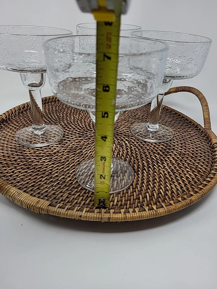 Artland Iris Hand Blown Clear Bubble Glass 16 oz Margarita Glasses Set of 4 EUC - Image 3 of 4