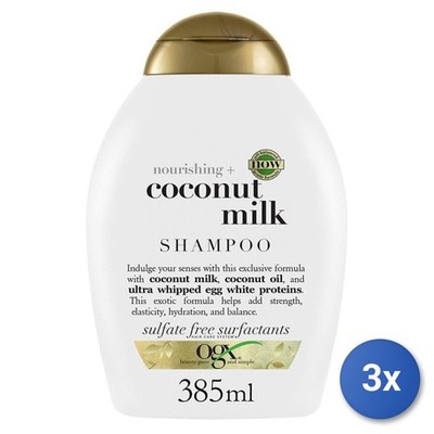 3x Ogx Shampoo 385 Ml. Kokosmilch