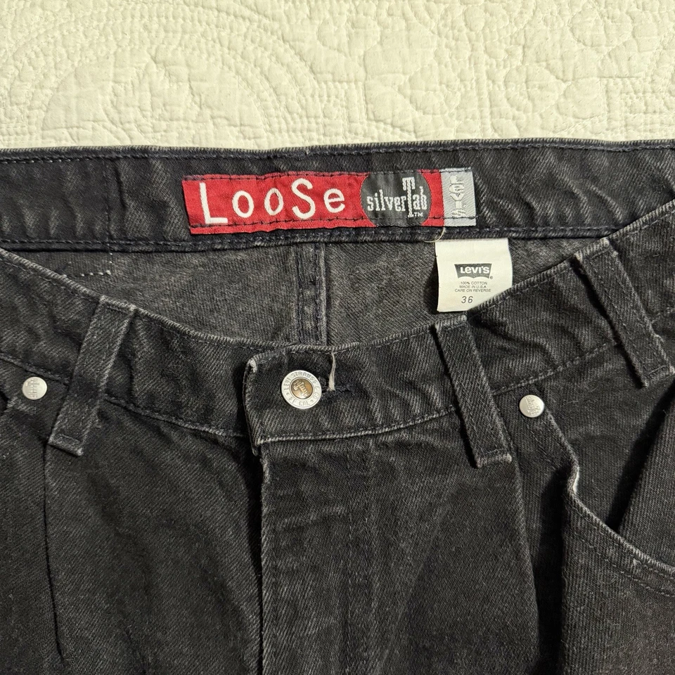 Pantalones Cortos Levi's De Colección Para Hombre 36 Silvertab Sueltos Sueltos Denim Negros EE. UU. 90s Foto 3 de 4