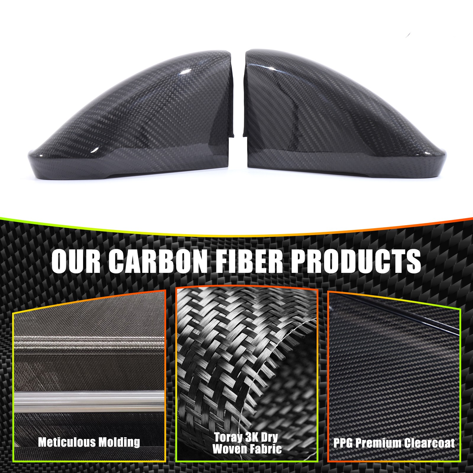 Real Carbon Fiber Exterior Side Mirror Trim For Lamborghini URUS 2018-2022 US