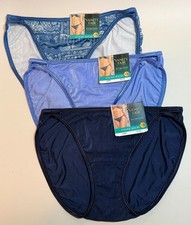NWT 3 Vanity Fair Illumination String Bikini Panties 18108 Navy/West/Blues 6/M