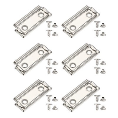6Pack 2.8'' Metal Clipboard Clip with 12 Rivets, Silver(Glossy)