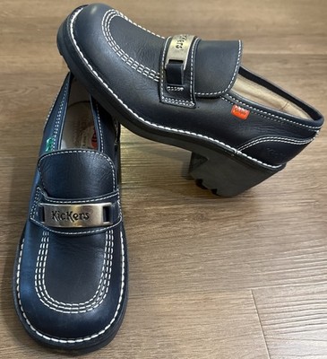 Kickers Y2K navy blue platform Leather loafers Size 6