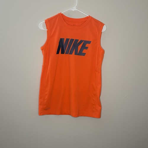Nike Big Boys Dri-Fit Tank Top, Orange/Gray, LARGE T3