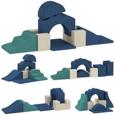 AIYAPLAY Kids Soft Play Set, 7 Piece Foam Climbing Blocks, Dark Blue