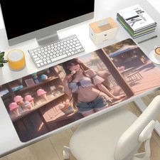 40 90cm Full-Size Mouse Pad with Anime Girl Design - Non-Slip Rubber Base, High