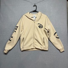 Disney Parks Hoodie Mens Small Beige Walt Disney World Full Zip Spellout Castle