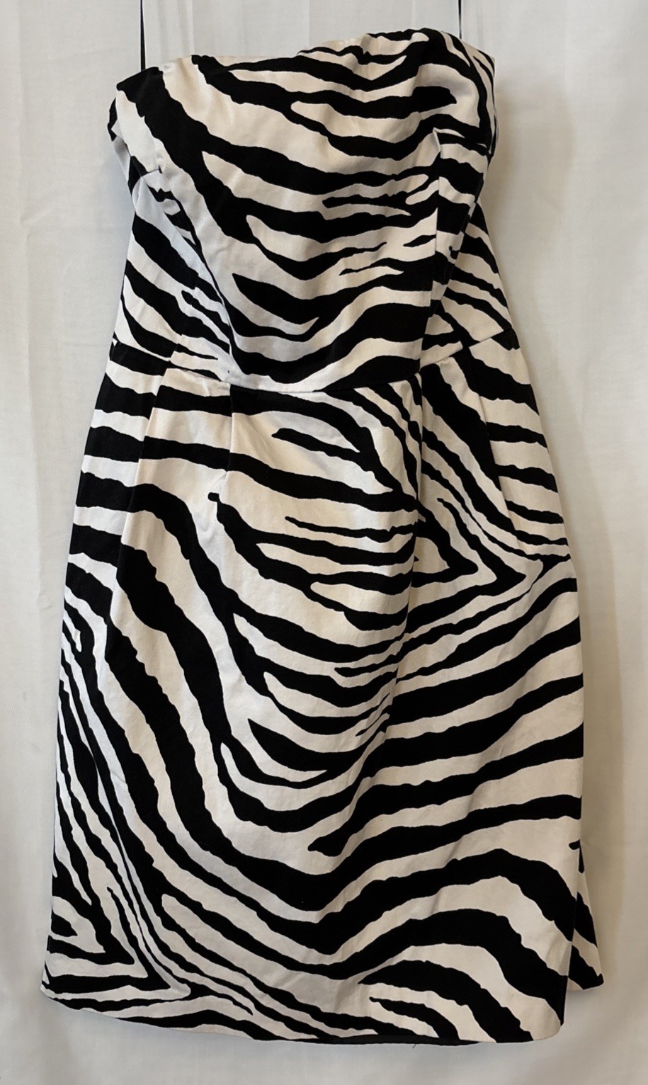 Women's Black White Zebra Print Strapless Cocktail Short Pockets Stretch Dress 8
