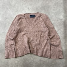Calvin Klein Jumper Women's Medium Vintage V-Neck Knit Pullover Sweater, Pink
