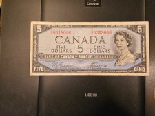1954 Devil s Face $5 Dollar Bank of Canada Banknote GC0318006 VG-F