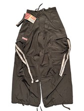 DEADSTOCK UFO 90s Y2K Vintage Parachute Cargo Pants Wide Baggy Rave Black XXXS