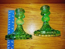 Set of 2 Glass Taper Candle Holders/Candlestick Holders