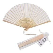 50 Sets Imitated Silk Hand Fan with Tassel and Organza Bags and Thank You Cream