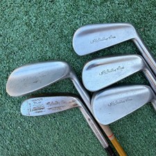 Vintage AG Spalding Bros. Irons 2 5 7 9 Leather Grips Steel Shafts