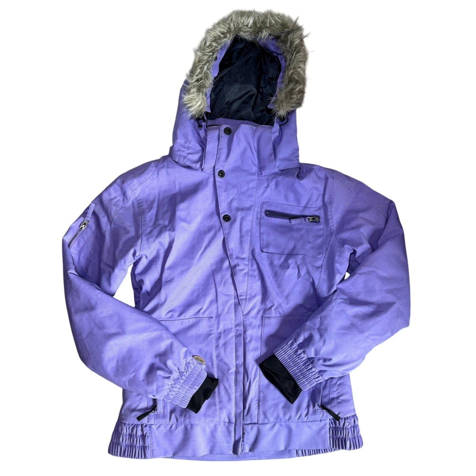 Pulse Kids Purple Winter Snow Jacket Faux Fur Hood Waterproof Insulated Medium