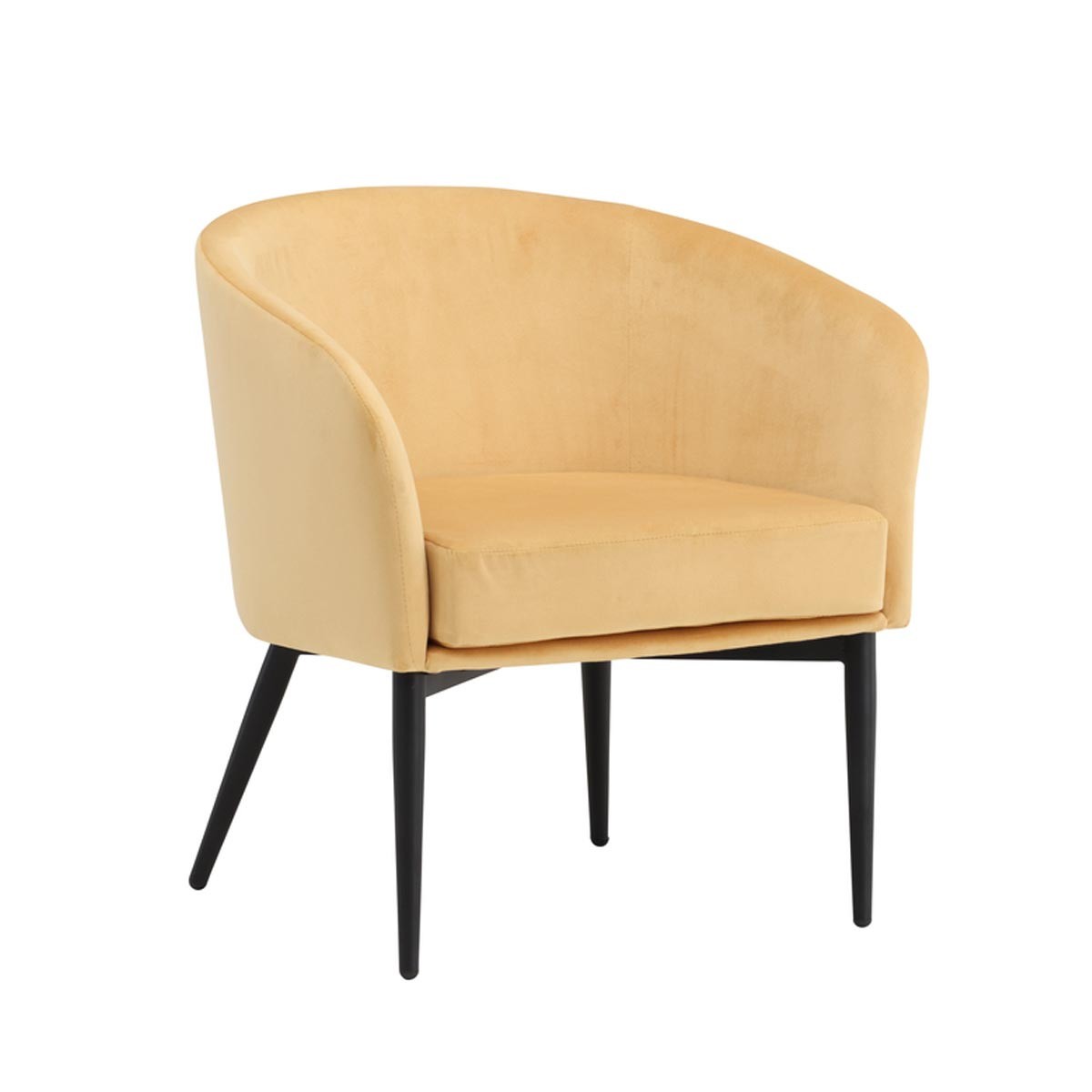 Fauteuil Velours Jaune Fluffy 70cm Petit Siège Salon Moderne