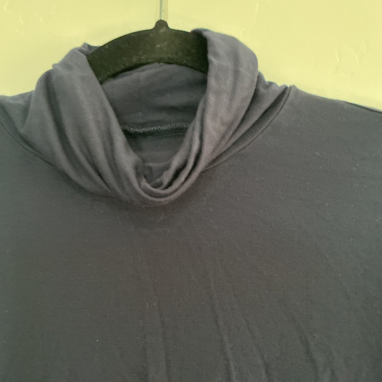 Joan Vass Navy Soft Knit Turtleneck Top | Minimal Capsule Wardrobe Layer Size L