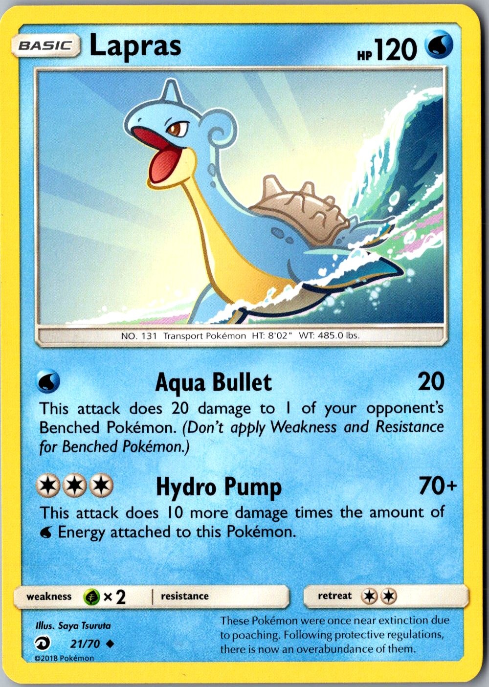 Lapras 21/70 Uncommon Dragon Majesty Lightly Played Pokemon Card TCG Single