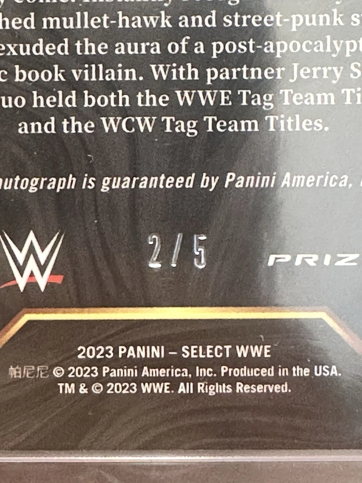 2023 Panini Select WWE Brian Knobbs Gold auto /5 - Image 3 of 3