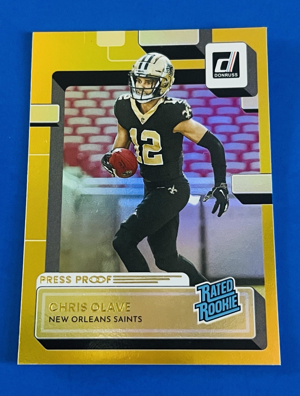 2022 Donruss Chris Olave Saints Gold Holofoil Football Rookie Card #309