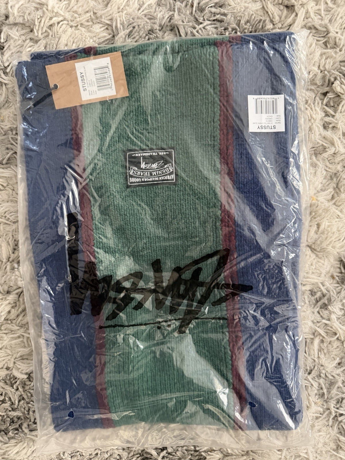 DENIM TEARS x STUSSY IVY STRIPE SCARF ( BRAND NEW SEALED IN BAG ) image 3