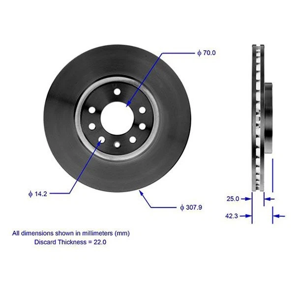 For Saab 9-5 00-09 Bendix PRT5556 Global Premium Plain Vented Front Brake Rotor - Imagem 3 de 3