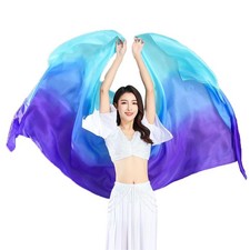 Women Real Silk Belly Dance Veil 3 Yards Hand Scarf Fire Flame Color 1 PCS