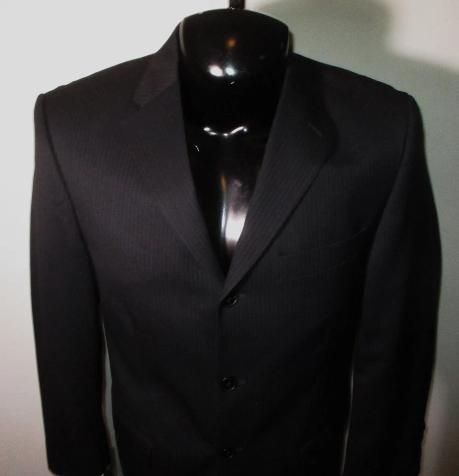 Traje PORTFOLIO Perry Ellis Negro 100% Lana 2 Piezas Para Hombre Talla 38 Corto, 32X30 Nuevo Sin Etiquetas Foto 3 de 4