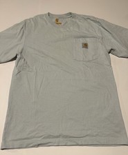 Carhartt Men s Tee Powder Blue Pocket Crew Neck Short Sleeve Logo Sz Small