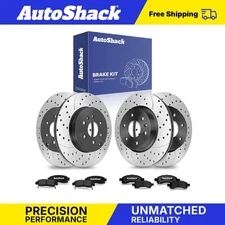 Front Rear Drilled Slotted Brake Rotors Ceramic Pads for Chevy Traverse V6
