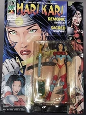 Hari Kari 6" Action Figure 1997 Black Out Comics Demonic Shield Sword Unpunched