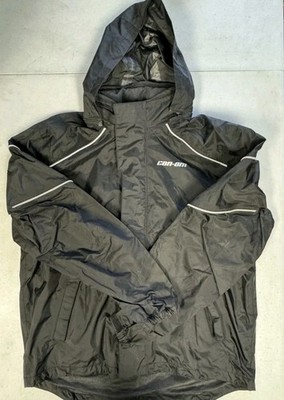 Can-Am BRP Black Rain Jacket XL Reflective Motorcycle Snowmobile Jacket 