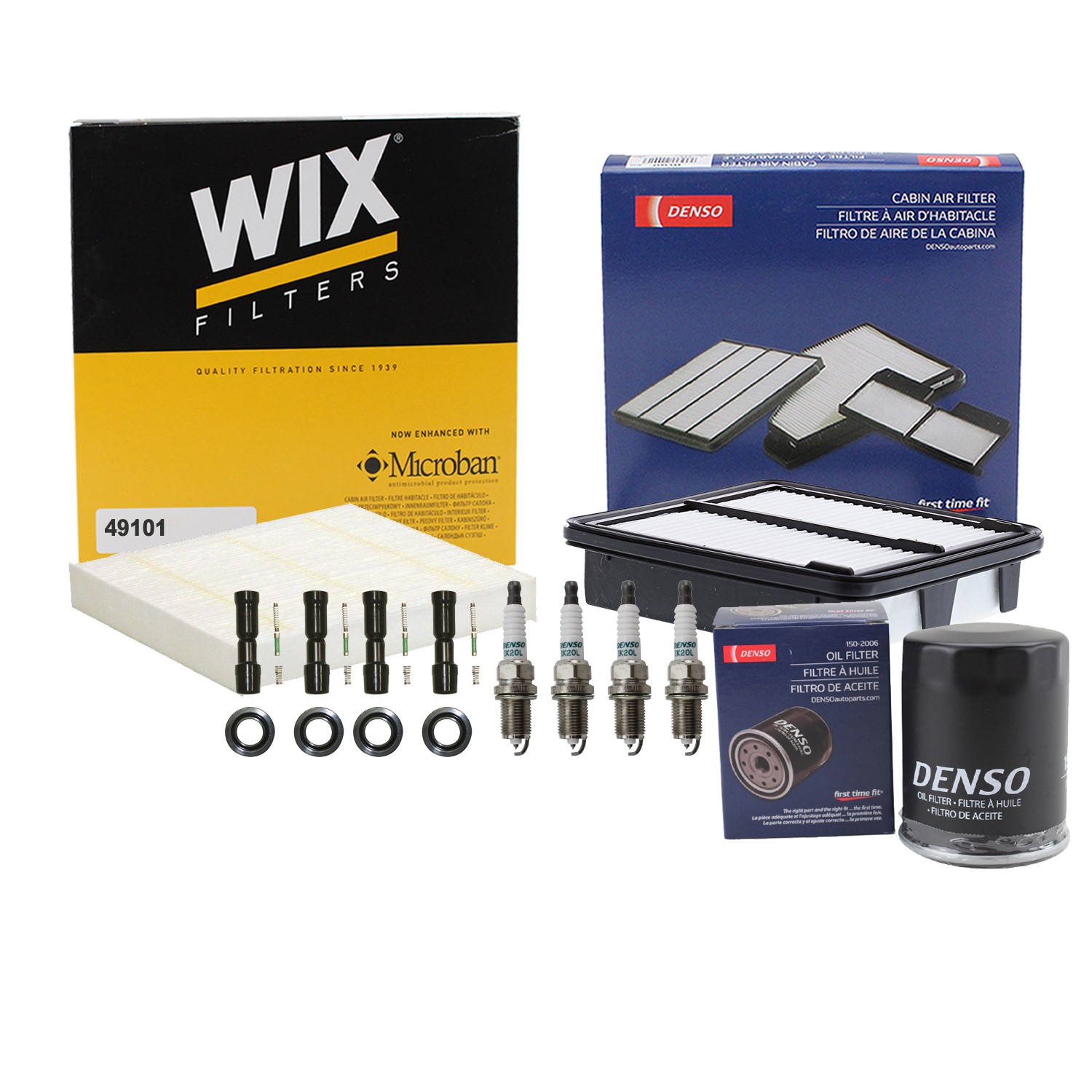 Denso Tune Up Kit NGK 4 Spark Plugs  Boots Kit for Honda Fit 1.5 L4 L15A7 09-12