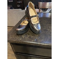 SOUL  Women's Metallic Chrome Mary Jane Platform Chunky Heel Shoes