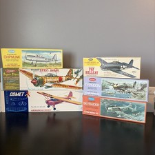 7- Plane Kits F6F Hellcat Balsa Wood Flying Model Kit, WWII Plane VTG