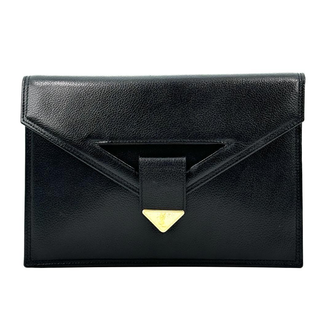 Borsa pochette Yves Saint Laurent in pelle con logo nera Yves Saint Laurent