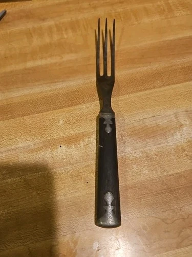 Civil War Era Antique Pewter Inlay Wood Handle Fork