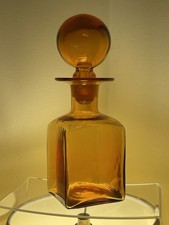 Hand-Blown Art Glass Decanter Vase with Amber Swirl Base — listing 5