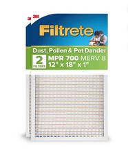 Filtrete 12x18x1 AC Furnace Air Filter, MPR 700, MERV 8, 2 Pack