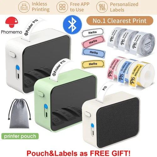 Genuine Phomemo Bluetooth Label Maker Portable Wireless Thermal Label Printer